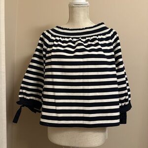 J. Crew Navy and White Striped Blouse
